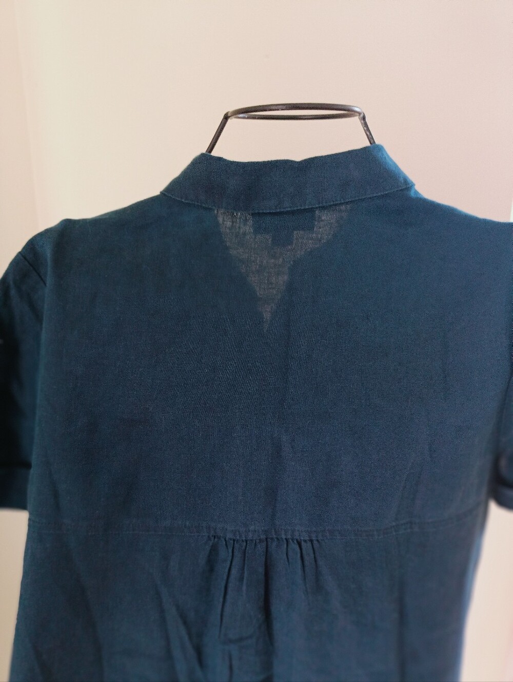 J.Jill Love Linen Shirt Dress Short Sleeve Pockets Size S Navy Blue - Picture 6 of 16